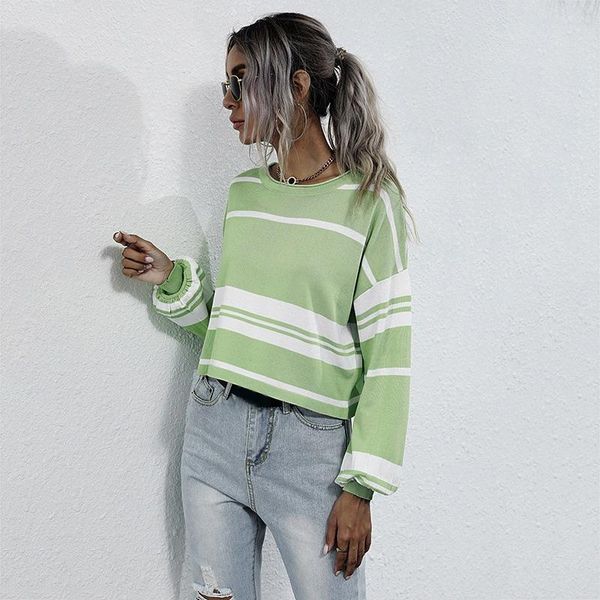 loose autumn sweaters for women retro short crew neck knit jumpers striped pullovers, White;black
loose autumn sweaters for women retro short crew neck knit jumpers striped pullovers, White;black
