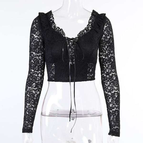street slim v neck long sleeve splice lace crop women gothic bodycon bandage solid tshirt fashion vintage top, White
street slim v neck long sleeve splice lace crop women gothic bodycon bandage solid tshirt fashion vintage top, White