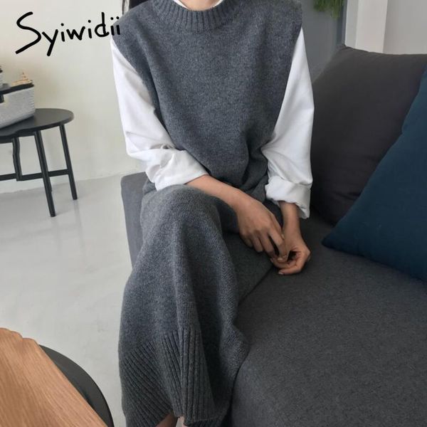 casual dresses syiwidii knit women split loose sleeveless straight solid office lady o-neck stretch harajuku korean fashion tank top, Black;gray
casual dresses syiwidii knit women split loose sleeveless straight solid office lady o-neck stretch harajuku korean fashion tank top, Black;gray