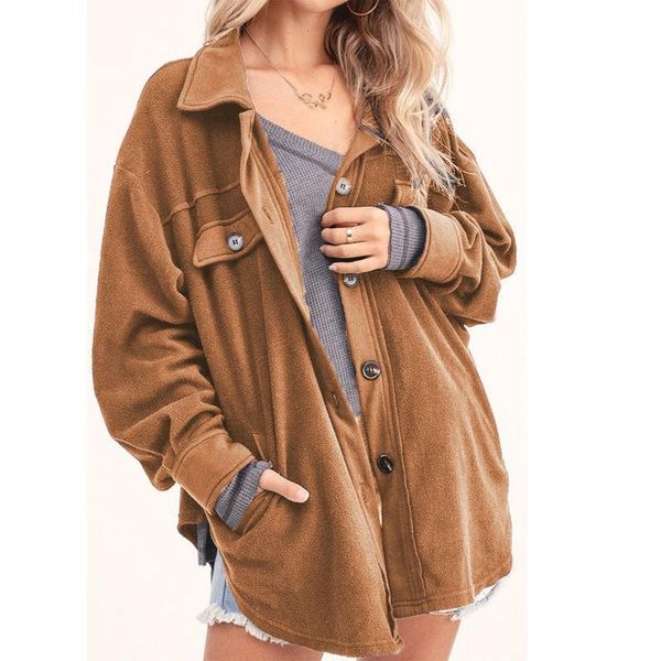 women's jackets fashion autumn casual button up long sleeve with pockets streetwear women jaqueta feminina, Black;brown
women's jackets fashion autumn casual button up long sleeve with pockets streetwear women jaqueta feminina, Black;brown