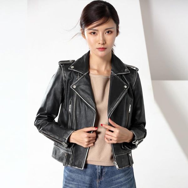 women's leather & faux women vintage black genuine jackets,cow skin slim short motorcycle coat nice
women's leather & faux women vintage black genuine jackets,cow skin slim short motorcycle coat nice