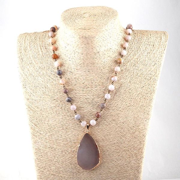 pendant necklaces fashion bohemian tribal jewelry natural stone needle chain link agapendant for women ethnic necklace, Silver
pendant necklaces fashion bohemian tribal jewelry natural stone needle chain link agapendant for women ethnic necklace, Silver