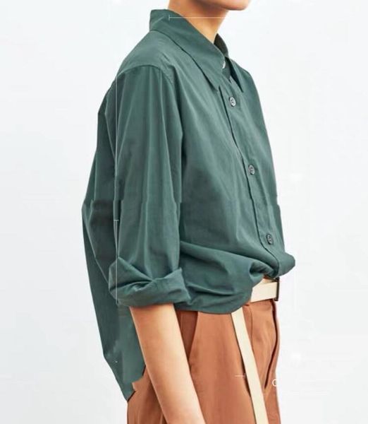 women's blouses & shirts 2021 early spring seaweed green cotton shirt tooling style profile lapel long sleeve, White
women's blouses & shirts 2021 early spring seaweed green cotton shirt tooling style profile lapel long sleeve, White