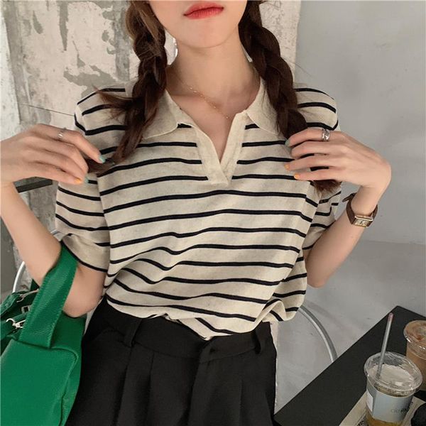 women's t-shirt summer casual korean fashion kawaii stripe women ins harajuku knitted short sleeve v-neck loose soft female slim tee, White
women's t-shirt summer casual korean fashion kawaii stripe women ins harajuku knitted short sleeve v-neck loose soft female slim tee, White