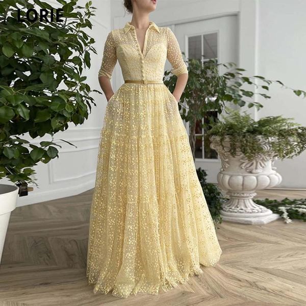 party dresses lorie modest light yellow a line evening long sleeves lapel neck tulle little daisy formal prom gowns with velour sash, White;black 
party dresses lorie modest light yellow a line evening long sleeves lapel neck tulle little daisy formal prom gowns with velour sash, White;black