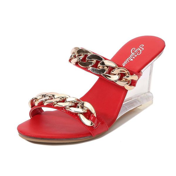 slippers mclubgirl wedge heel women summer shallow mouth women's shoes fashion chain simple transparent crystal lfd, Black
slippers mclubgirl wedge heel women summer shallow mouth women's shoes fashion chain simple transparent crystal lfd, Black