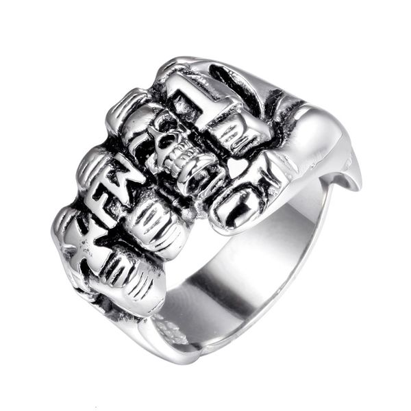 delicate ring punk gothic rock personality skull titanium steel casting men's, Silver 
delicate ring punk gothic rock personality skull titanium steel casting men's, Silver