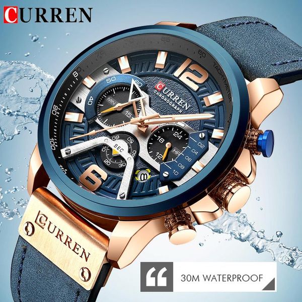 wristwatches curren military watch men blue leather strap calendar 24h display chronograph watches sport waterproof male wristwatch analog, Slivery;brown
wristwatches curren military watch men blue leather strap calendar 24h display chronograph watches sport waterproof male wristwatch analog, Slivery;brown