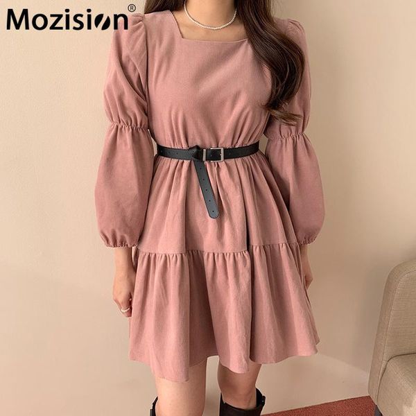 mozision chic corduroy puff-sleeve with belt dress for women solid square collar loose dresses ladies vintage elegant vestidos, Black;gray
mozision chic corduroy puff-sleeve with belt dress for women solid square collar loose dresses ladies vintage elegant vestidos, Black;gray