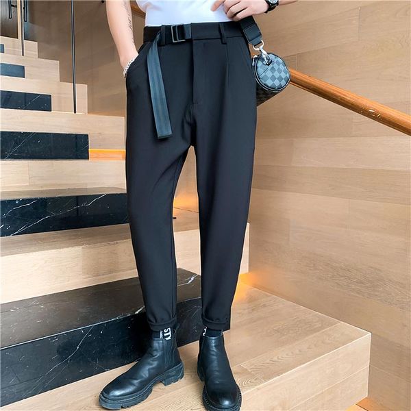korean belt business dress pants loose streetwear casual pants 2021 spring office social suit pantalon homme classique, White;black
korean belt business dress pants loose streetwear casual pants 2021 spring office social suit pantalon homme classique, White;black