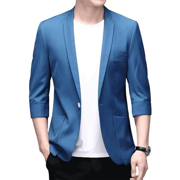 men's suits & blazers 2021 summer men thin sollid color three-quarter sleeve suit business casual blue male, White;black
men's suits & blazers 2021 summer men thin sollid color three-quarter sleeve suit business casual blue male, White;black