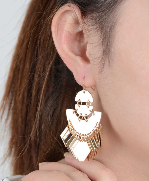 jewelry national style metal smooth sequin tassel earrings b1115, Silver 
jewelry national style metal smooth sequin tassel earrings b1115, Silver