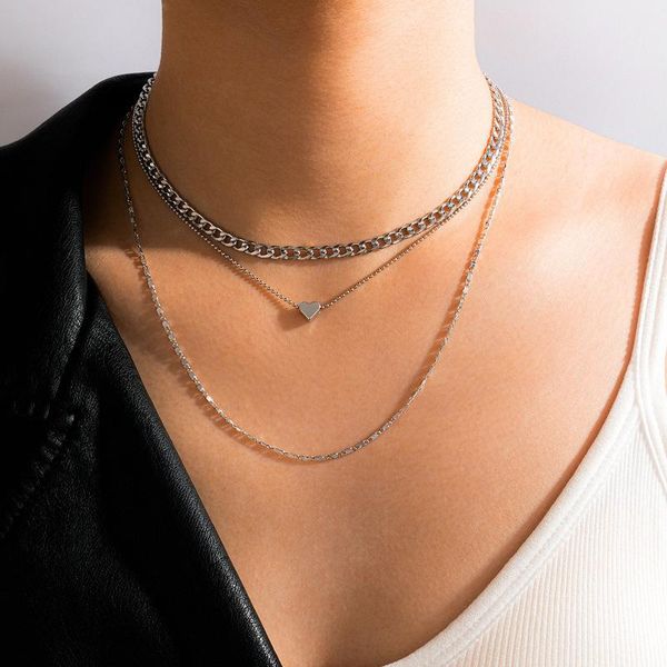 chains sindlan 3layer punk silver color chain heart pendant necklace for women hip hop geometric set couple emo fashion jewelry collar
chains sindlan 3layer punk silver color chain heart pendant necklace for women hip hop geometric set couple emo fashion jewelry collar
