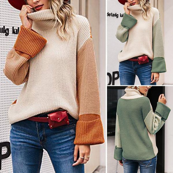 women's sweaters casual long sleeve turtleneck sweater pullover knit jumper patchwork, White;black
women's sweaters casual long sleeve turtleneck sweater pullover knit jumper patchwork, White;black