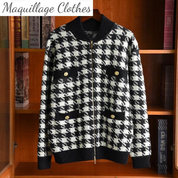 women's knits & tees chic 64%wool plaid knitted coat fashion women loose cardigans b316, White
women's knits & tees chic 64%wool plaid knitted coat fashion women loose cardigans b316, White