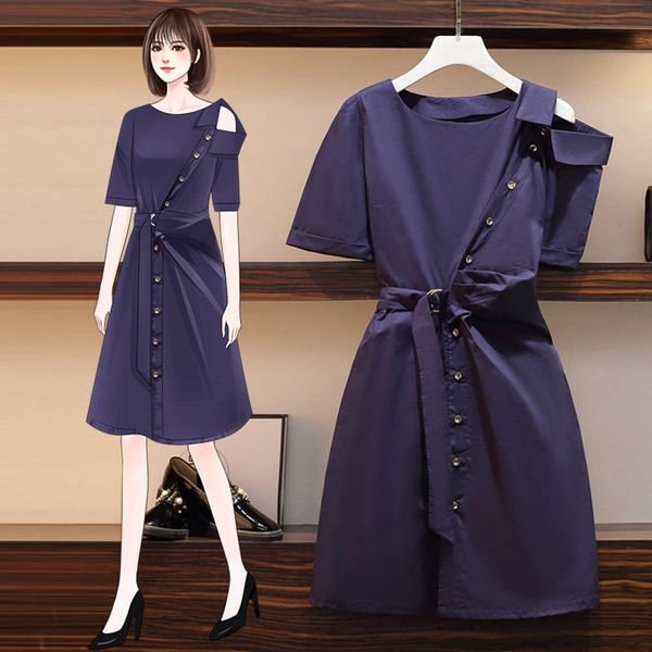 large women's new french fashion smart dress in summer 2021, Black;gray