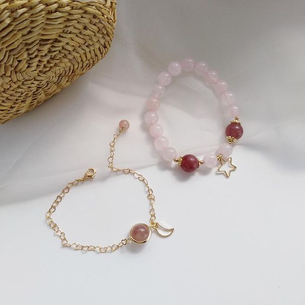 link, chain pink crystal simple personality star moon bracelet for women /girl temperament gold color party fine gifts accessories, Black
link, chain pink crystal simple personality star moon bracelet for women /girl temperament gold color party fine gifts accessories, Black