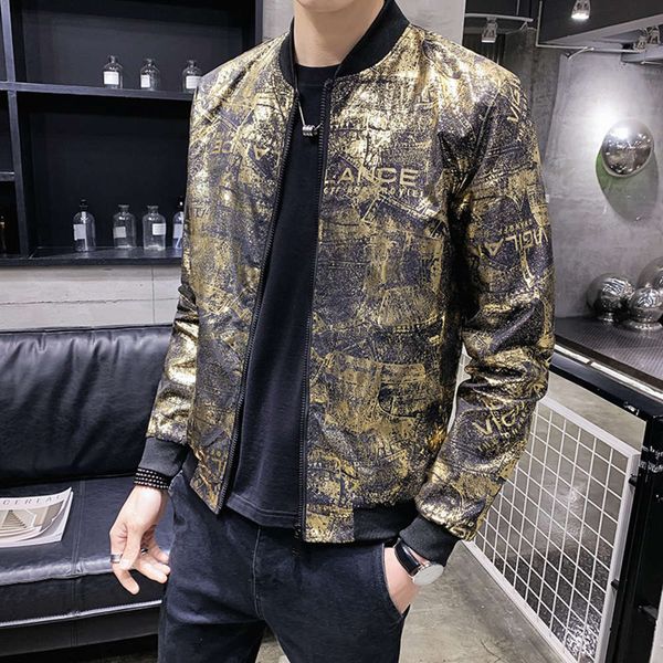 2020 spring and autumn coat large gilded thread cuffs baseball collar jacket men's wear, Black;brown
2020 spring and autumn coat large gilded thread cuffs baseball collar jacket men's wear, Black;brown