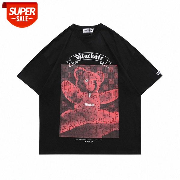 cartoon bear puzzle print short-sleeved t-shirt men's dark street loose round neck five-point sleeve #7a54, White;black
cartoon bear puzzle print short-sleeved t-shirt men's dark street loose round neck five-point sleeve #7a54, White;black