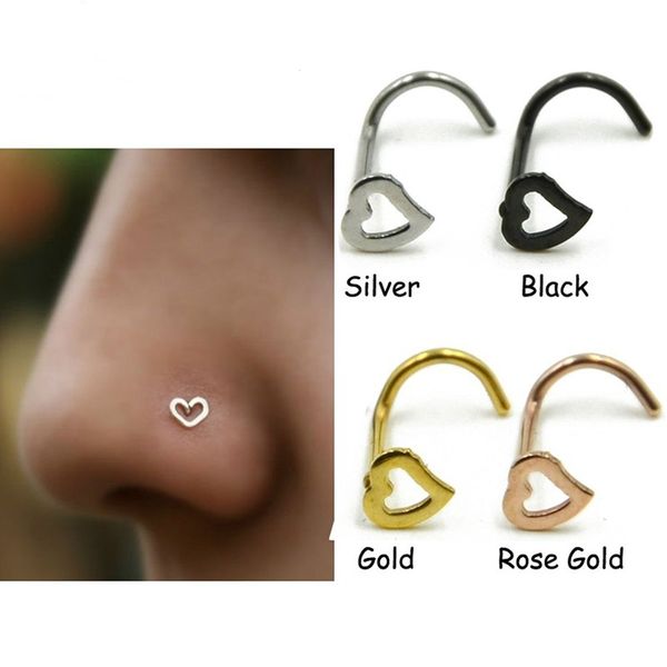 new love nose nail stainless steel s-shaped curved angle nose ring piercing jewelry, Golden
new love nose nail stainless steel s-shaped curved angle nose ring piercing jewelry, Golden