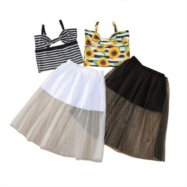 children kid girls clothing sets sunflower printed sleeveless crop lace tulle skirt clothes summer fashion 2pcs outfit, White
children kid girls clothing sets sunflower printed sleeveless crop lace tulle skirt clothes summer fashion 2pcs outfit, White