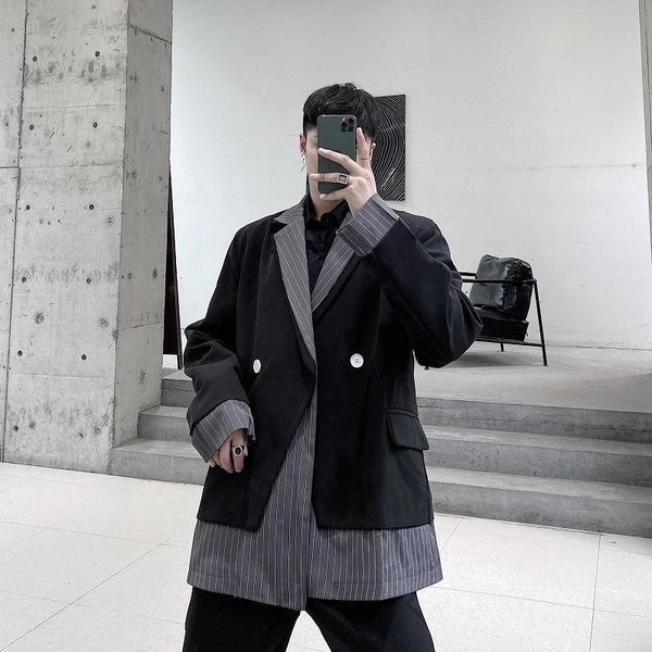 men's suits & blazers 2021 trendy patchwork ruffian suit dark black two striped casual coat men jacket, White;black
men's suits & blazers 2021 trendy patchwork ruffian suit dark black two striped casual coat men jacket, White;black
