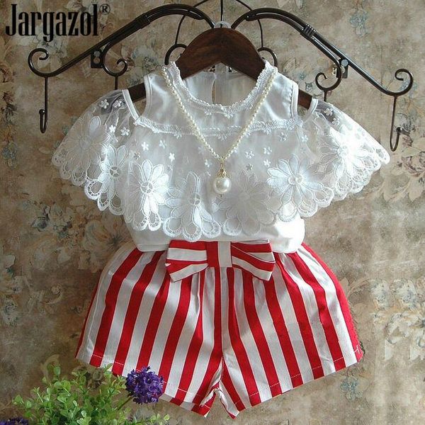 girls clothe set white shoulder off lace shirt with red straped shorts clothing set & necklace cute outfits for baby girl
girls clothe set white shoulder off lace shirt with red straped shorts clothing set & necklace cute outfits for baby girl