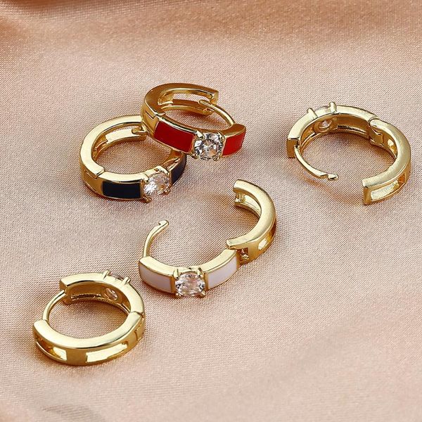 hoop & huggie one pair multicolor enamel small earrings trendy zircon circle for women elegant goldc color jewelry gifts, Golden;silver
hoop & huggie one pair multicolor enamel small earrings trendy zircon circle for women elegant goldc color jewelry gifts, Golden;silver