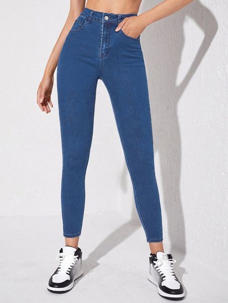 high waist slant pockets skinny jeans z0tu#, Blue