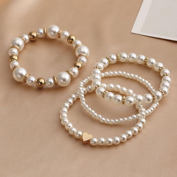 link, chain 4pcs /set imitation pearl bracelets for women multi layer heart beaded stretch strand bridesmaid,bridal,party gift, Black
link, chain 4pcs /set imitation pearl bracelets for women multi layer heart beaded stretch strand bridesmaid,bridal,party gift, Black