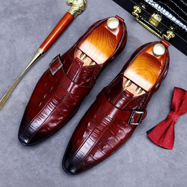 dress shoes men's slip-on genuine leather crocodile pattern mens business formal wear trend buckle pointed casual men, Black
dress shoes men's slip-on genuine leather crocodile pattern mens business formal wear trend buckle pointed casual men, Black
