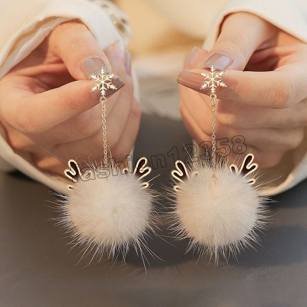 autumn fashion long mink fur fluffy hairball dangle earrings for women girls party jewelry crystal snowflake drop earring, Silver
autumn fashion long mink fur fluffy hairball dangle earrings for women girls party jewelry crystal snowflake drop earring, Silver