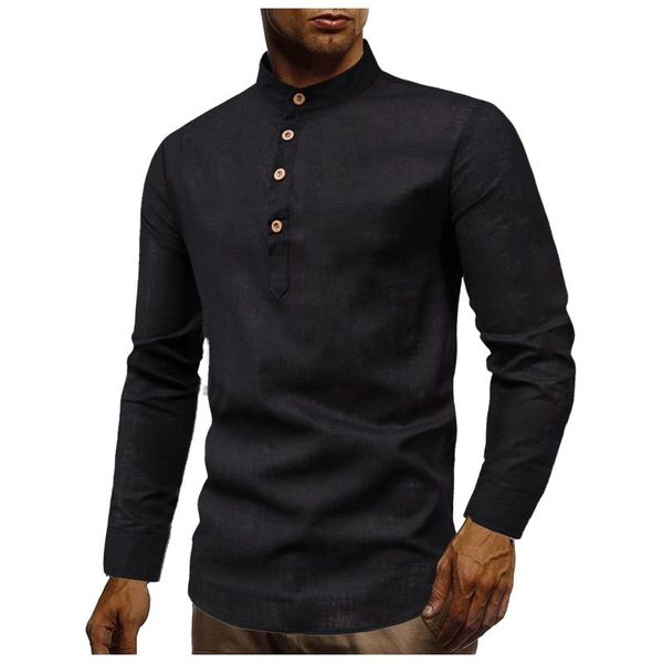 men's casual shirts autumn winter cotton linen slim fit for men solid color stand-up collar long-sleeved shirt chemise homme, White;black
men's casual shirts autumn winter cotton linen slim fit for men solid color stand-up collar long-sleeved shirt chemise homme, White;black