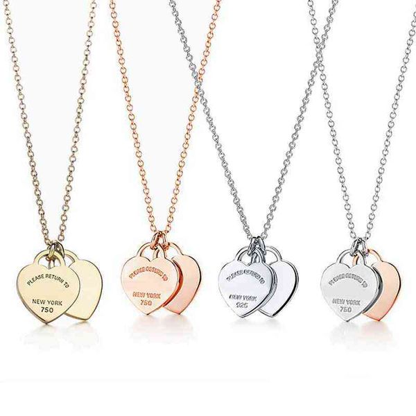 classic 925 sterling silver necklace double heart pendant necklace man women party wedding jewelry with box y220314
classic 925 sterling silver necklace double heart pendant necklace man women party wedding jewelry with box y220314
