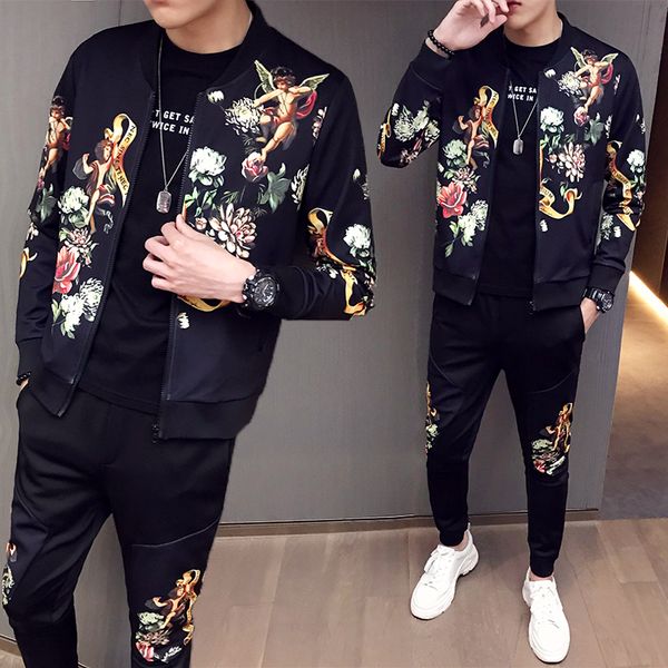 2021 fashion autumn new printed jacket + pants sportswear man 2-piece men slim social clothing a3bi, Black
2021 fashion autumn new printed jacket + pants sportswear man 2-piece men slim social clothing a3bi, Black