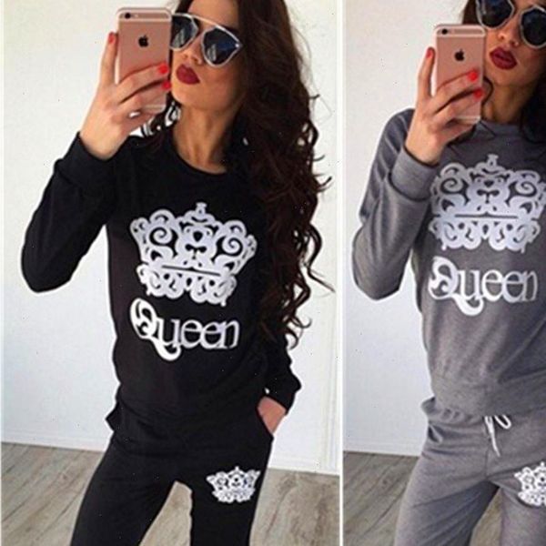 women winter two pieces set queen crown printed tracksuits long sleeve bodycon jumpsuit, Gray
women winter two pieces set queen crown printed tracksuits long sleeve bodycon jumpsuit, Gray