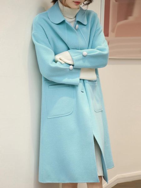 women's wool & blends double sided cashmere coat middle length 2021 winter dress korean doll collar, Black
women's wool & blends double sided cashmere coat middle length 2021 winter dress korean doll collar, Black