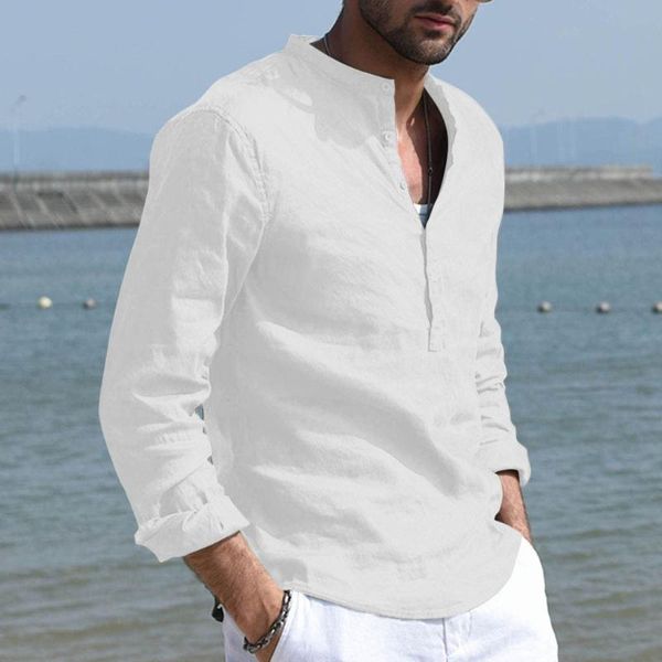 men's casual shirts spring & summer cotton linen shirt men three quarter sleeve mandarin collar camisa social brand cothing, White;black
men's casual shirts spring & summer cotton linen shirt men three quarter sleeve mandarin collar camisa social brand cothing, White;black