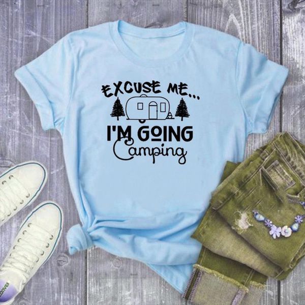 going camping letter print women short sleeve o neck loose ladies summer fashion tee clothes, White
going camping letter print women short sleeve o neck loose ladies summer fashion tee clothes, White