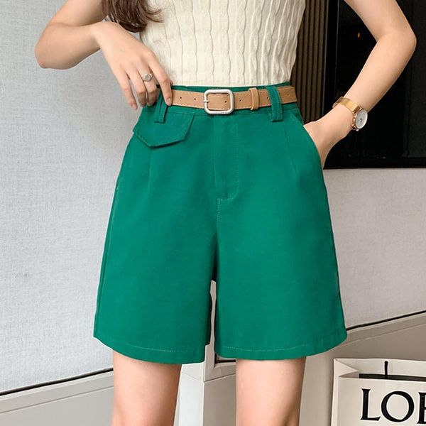 women's shorts 2021 summer cargo for women casual solid wide leg high waist female with belt pocket loose short pants, White;black
women's shorts 2021 summer cargo for women casual solid wide leg high waist female with belt pocket loose short pants, White;black