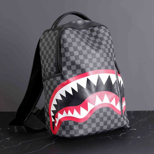 backpack men's travel bag fashion lattice student schoolbag large capacity shark street trend man, Black;red
backpack men's travel bag fashion lattice student schoolbag large capacity shark street trend man, Black;red