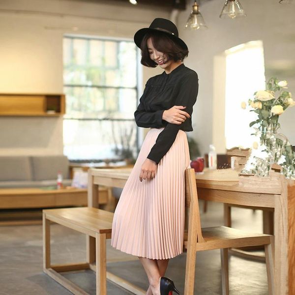 skirts female solid colorhigh waist pleated color half length elastic skirt ladies pink spring autumn fashion elegant, Black
skirts female solid colorhigh waist pleated color half length elastic skirt ladies pink spring autumn fashion elegant, Black