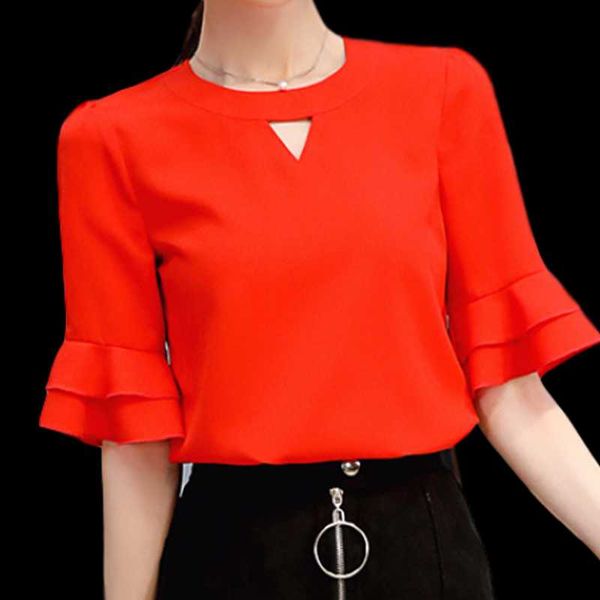 spring summer women blouse chiffon half sleeve o-neck solid color shirts office lady white red female clothes blusa de mujer
spring summer women blouse chiffon half sleeve o-neck solid color shirts office lady white red female clothes blusa de mujer