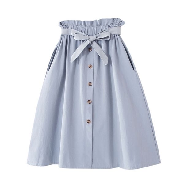 single-breasted high waist cotton midi women skirts with pocket summer long white solid yellow jupe femme 210621, Black
single-breasted high waist cotton midi women skirts with pocket summer long white solid yellow jupe femme 210621, Black