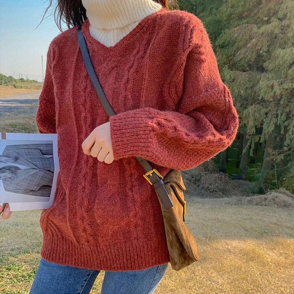 2021women's high necked two pieces of winter thickened 2020 new loose and lazy sweater, White;black
2021women's high necked two pieces of winter thickened 2020 new loose and lazy sweater, White;black