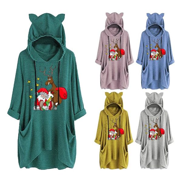 women's hoodies & sweatshirts christmas ear hat mid-length blouse mid-sleeve cute printed hooded loose sweatshirt autumn sport outfits, Black
women's hoodies & sweatshirts christmas ear hat mid-length blouse mid-sleeve cute printed hooded loose sweatshirt autumn sport outfits, Black