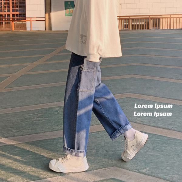 2021 both sides wearable men's fashion retro wide-leg men streetwear hip-hop straight plaid jeans trousers s9d9, Blue
2021 both sides wearable men's fashion retro wide-leg men streetwear hip-hop straight plaid jeans trousers s9d9, Blue