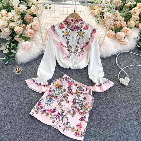 women fashion stand neck retro printed shirts + high waist elegant skirts two-piece sets q132 210527, White
women fashion stand neck retro printed shirts + high waist elegant skirts two-piece sets q132 210527, White