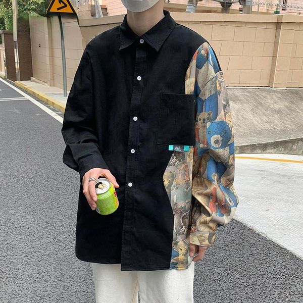 men's casual shirts alt streetwear men long sleeve vintage button up blouse shirt graphic clothes clothing alternative japanese fashio, White;black
men's casual shirts alt streetwear men long sleeve vintage button up blouse shirt graphic clothes clothing alternative japanese fashio, White;black