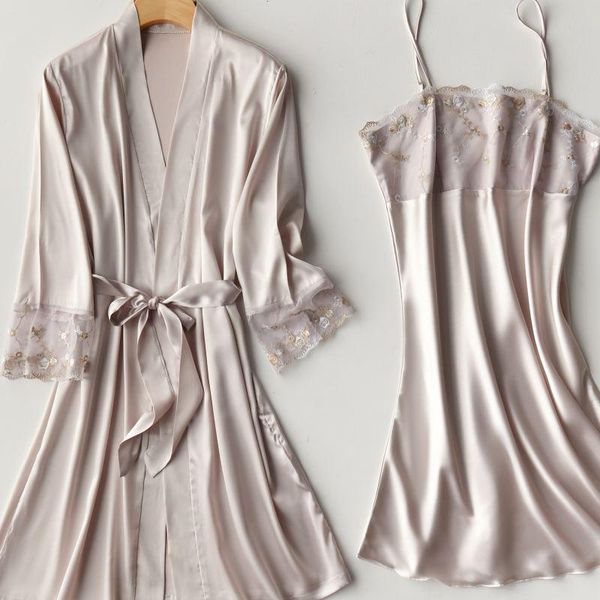 women's sleepwear women 2pcs nighty&bathrobe suit satin bride bridesmaid wedding robe set intimate lingerie lace patchwork nightwear xx, Black;red
women's sleepwear women 2pcs nighty&bathrobe suit satin bride bridesmaid wedding robe set intimate lingerie lace patchwork nightwear xx, Black;red
